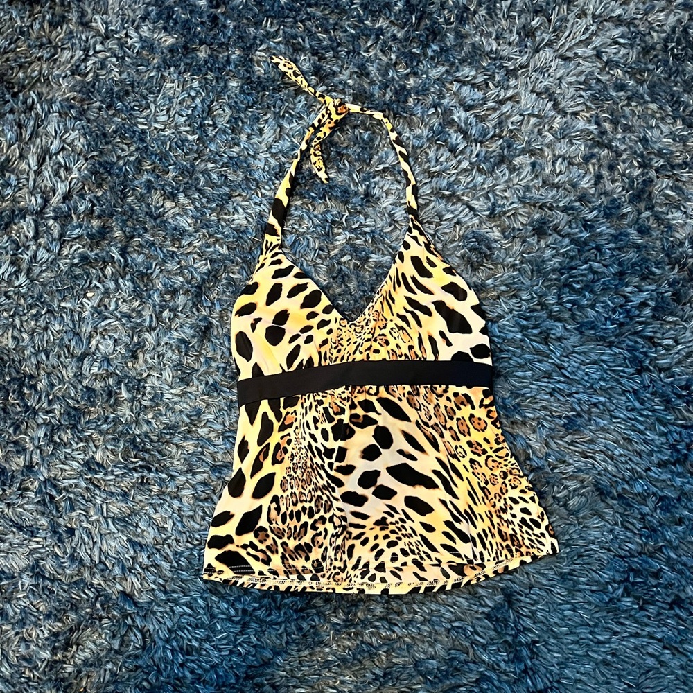VENUS Leopard Cheetah Print Halter Tankini Too Size 8 but fits like a 4